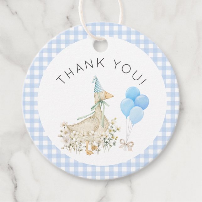 Aquarell Gänse Wildblume Baby Dusche Gefallen Geschenkanhänger (Vorderseite)