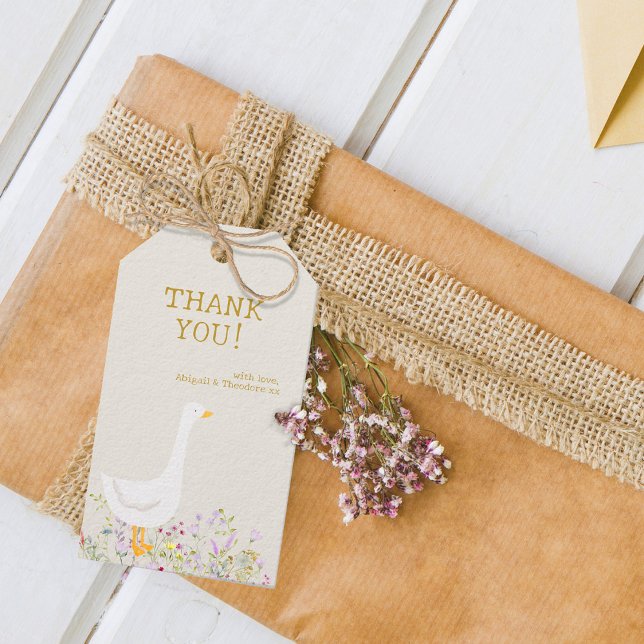 Aquarell Gänse Wildblume Kinderdusche Geschenkanhänger (Von Creator hochgeladen)