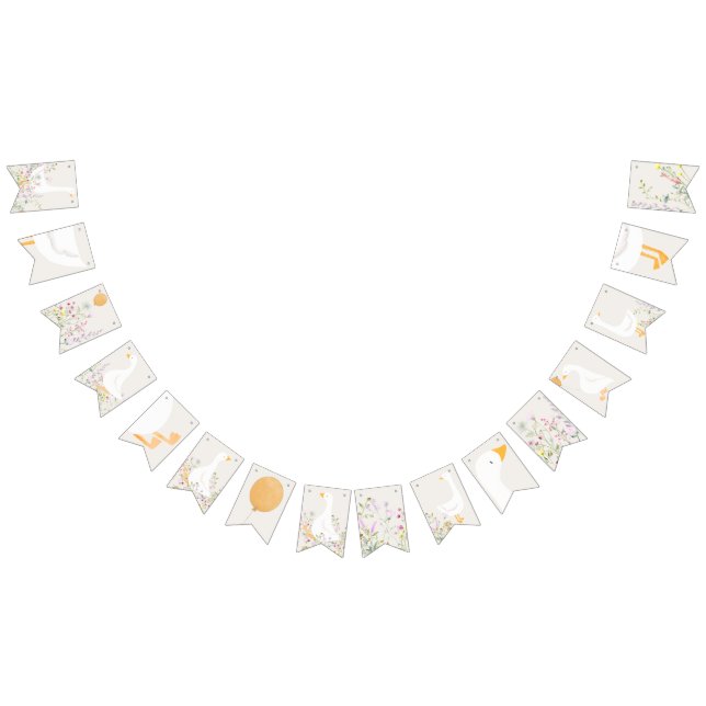 Aquarell Gänse Wildblume Twins Kinderdusche Wimpelkette (Alle)