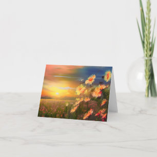 Aquarell-Gänseblümchen bei Sonnenuntergang anpassb Karte