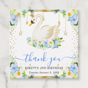 Aquarell-Gänseblümchen & Blaue Blumen Schwan Gebur Geschenkanhänger