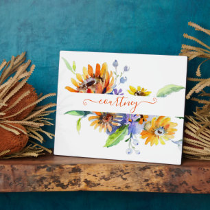 Aquarell-Gänseblümchen personalisiert Fotoplatte