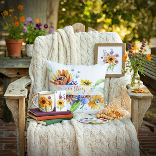 Aquarell-Gänseblümchen personalisiert Kissen