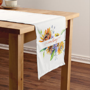 Aquarell-Gänseblümchen personalisiert Kurzer Tischläufer