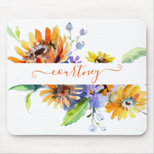 Aquarell-Gänseblümchen personalisiert Mousepad