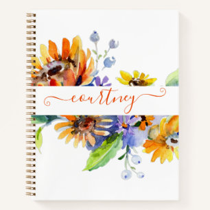 Aquarell-Gänseblümchen personalisiert   Notizbuch