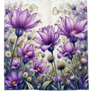 Aquarell-Gänseblumen-Blumendesign Duschvorhang