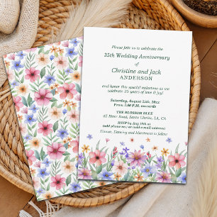 Aquarell-Garten-Blumen 35. Hochzeitstag Einladung