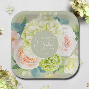 Aquarell-Garten-Blumen-Hochzeitsdusche Pappteller