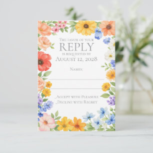 Aquarell-Garten-Blumen-Hochzeitseinladung RSVP Karte