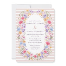 Aquarell-Garten-Blumen-Rahmen-gestreifte Einladung
