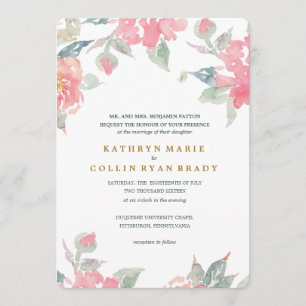 Aquarell-Garten-Hochzeitseinladung Einladung