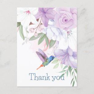 Aquarell-Gartenblumen Kolibri Vogel Danke Postkarte