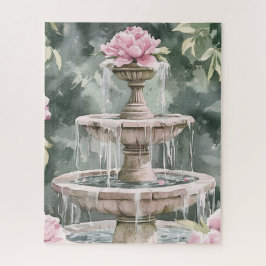 Aquarell-Gartenbrunnen mit Pfingstrosen für Frauen