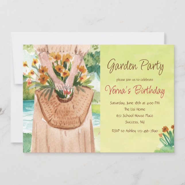Aquarell-Gartenparty-Einladung Einladung (Vorderseite)