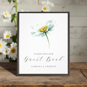 Aquarell-Gästebuch-Schild mit Daisy-Blumen für die Fotodruck