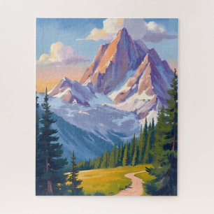 Aquarell-Gebirgslandschaft-Naturmalerei