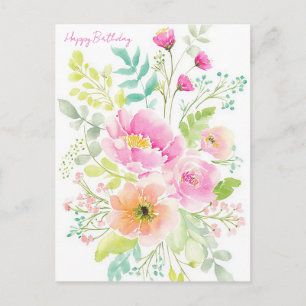 Aquarell-Geburtstagspostkarte Postkarte