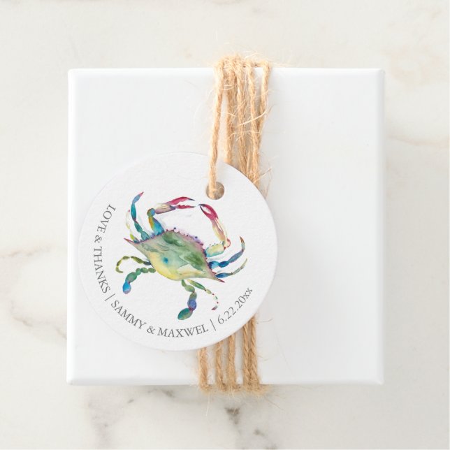 Aquarell Gefallen Tags Strand Hochzeit Geschenkanhänger (Beispiel)