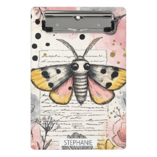 Aquarell Gefleckter Tigermotten Rosa Gold Boho Kun Mini Klemmbrett