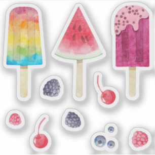 Aquarell gefrorene Früchte Bar und Wassermelonenfr Aufkleber
