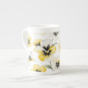 Aquarell-Gelb-Blumenmuster Prozellantasse