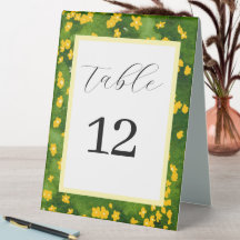 Aquarell-Gelb-Flora-Garten-Hochzeitstischkarte