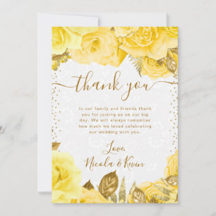 Aquarell-Gelb-Glamour-Rosen-Blumen-Hochzeit Dankeskarte