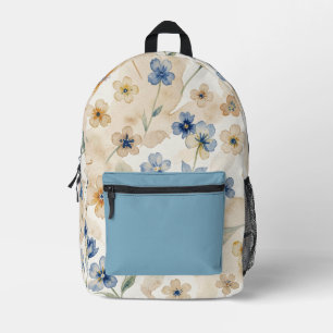 Aquarell Gelb und Blau Floral Bedruckter Rucksack
