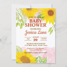 Aquarell Gelb und Braun Sonnenblume Baby Shower