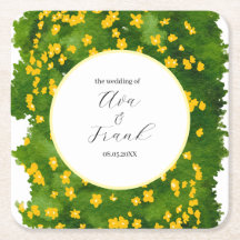 Aquarell Gelbe Blumengarten Weiße Hochzeit
