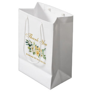 Aquarell Gelbe Flora Gold Elegante Vielen Dank Mittlere Geschenktüte