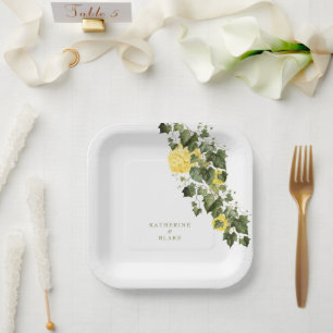 Aquarell Gelbe Hortensien Namen Hochzeit Pappteller