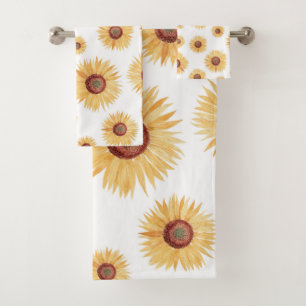Aquarell-Gelbe Sonnenblume Badhandtuch Set