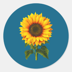 Aquarell gelbe Sonnenblume botanischer Garten Somm Runder Aufkleber