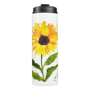 Aquarell-Gelbe Sonnenblumen Aquarell-Blumen Thermosbecher