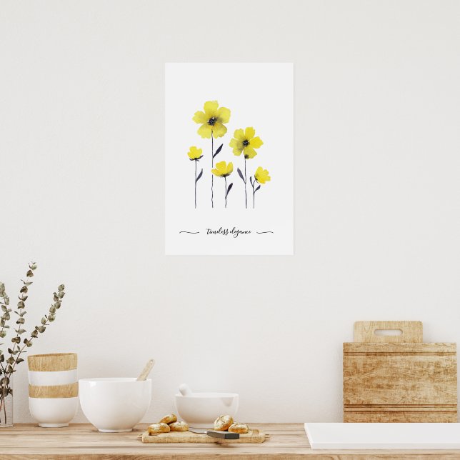 Aquarell-Gelbe-Wildblumen  Poster (Küche)