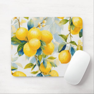 AQUARELL GELBE ZITRONEN, DIE IN EINEM BAUM HÄNGEN MOUSEPAD