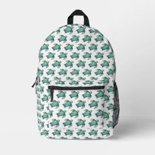 Aquarell gemalte Meeresschildkröte Cartoon blau gr Bedruckter Rucksack
