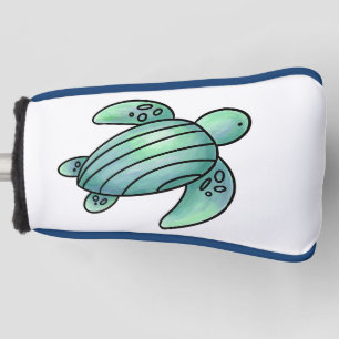 Aquarell gemalte Meeresschildkröte Cartoon blau gr Golf Headcover