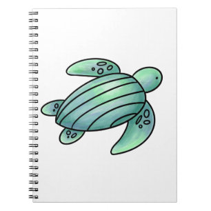 Aquarell gemalte Meeresschildkröte Cartoon blau gr Notizblock