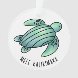 Aquarell gemalte Meeresschildkröte Cartoon blau gr Ornament