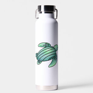 Aquarell gemalte Meeresschildkröte Cartoon blau gr Trinkflasche