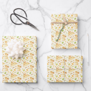 Aquarell gemalter Osterhase Ostereier Geschenkpapier Set