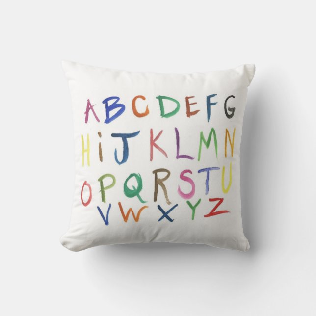 Aquarell gemaltes Alphabet-Kissen bunt Kissen (Vorderseite)