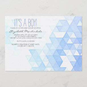 Aquarell-geometrische blaue Babyparty-Einladung Einladung