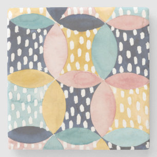 Aquarell-geometrische Kreise Steinuntersetzer