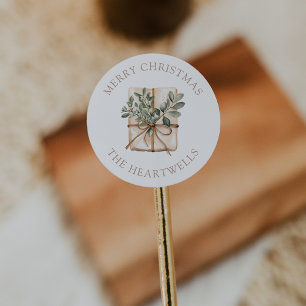 Aquarell-Geschenk Personalisiertes Frohe Weihnacht Runder Aufkleber