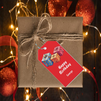 Aquarell-Geschenkboxen Geburtstagsanhänger Design Geschenkanhänger
