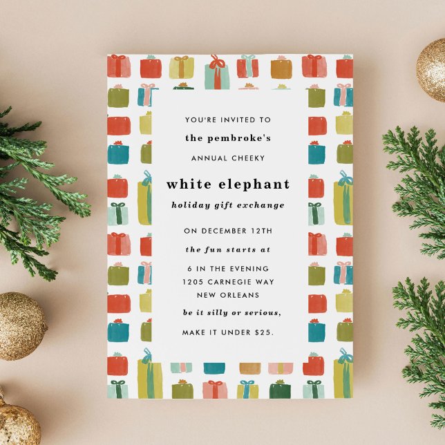Aquarell Geschenke Weihnachten Party Einladung (Watercolor Christmas Gifts Holiday Party Invitation)